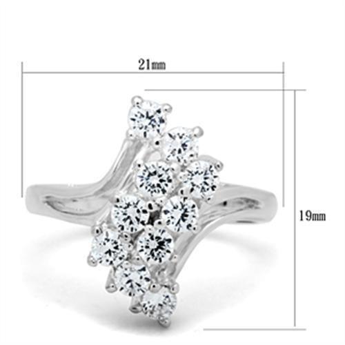 SS033 - Silver 925 Sterling Silver Ring with AAA Grade CZ  in Clear - Joyeria Lady