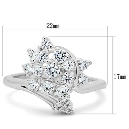 SS036 - Silver 925 Sterling Silver Ring with AAA Grade CZ  in Clear - Joyeria Lady