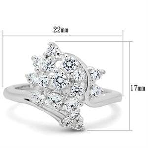 SS036 - Silver 925 Sterling Silver Ring with AAA Grade CZ  in Clear