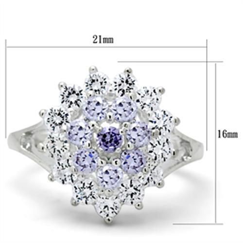 SS037 - Silver 925 Sterling Silver Ring with AAA Grade CZ  in Multi Color - Joyeria Lady