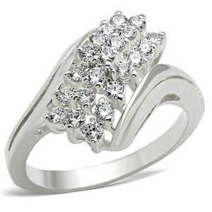 SS038 - Silver 925 Sterling Silver Ring with AAA Grade CZ  in Clear - Joyeria Lady