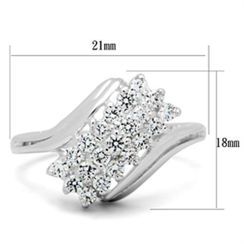 SS038 - Silver 925 Sterling Silver Ring with AAA Grade CZ  in Clear - Joyeria Lady