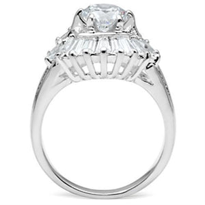 SS039 - Silver 925 Sterling Silver Ring with AAA Grade CZ  in Clear