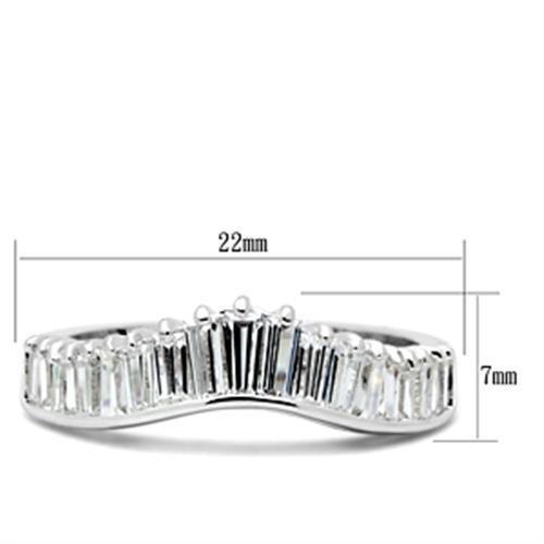 SS044 - Silver 925 Sterling Silver Ring with AAA Grade CZ  in Clear - Joyeria Lady