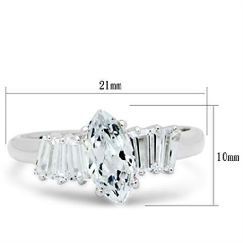 SS045 - Silver 925 Sterling Silver Ring with AAA Grade CZ  in Clear - Joyeria Lady