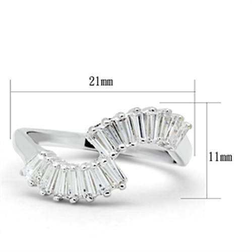 SS047 - Silver 925 Sterling Silver Ring with AAA Grade CZ  in Clear - Joyeria Lady