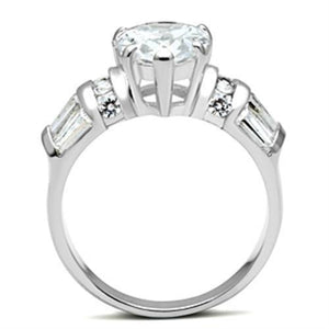 SS049 - Silver 925 Sterling Silver Ring with AAA Grade CZ  in Clear