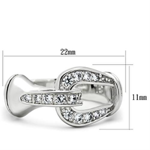 SS050 - Silver 925 Sterling Silver Ring with AAA Grade CZ  in Clear - Joyeria Lady