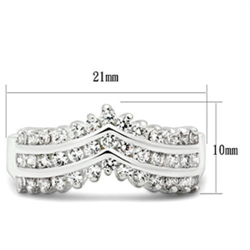 SS051 - Silver 925 Sterling Silver Ring with AAA Grade CZ  in Clear - Joyeria Lady