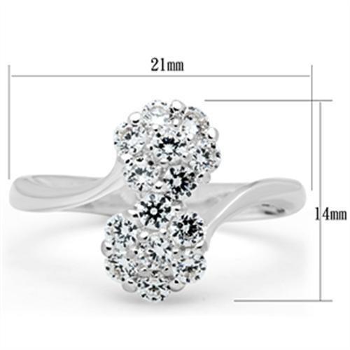 SS052 - Silver 925 Sterling Silver Ring with AAA Grade CZ  in Clear - Joyeria Lady