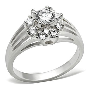 SS053 - Silver 925 Sterling Silver Ring with AAA Grade CZ  in Clear - Joyeria Lady