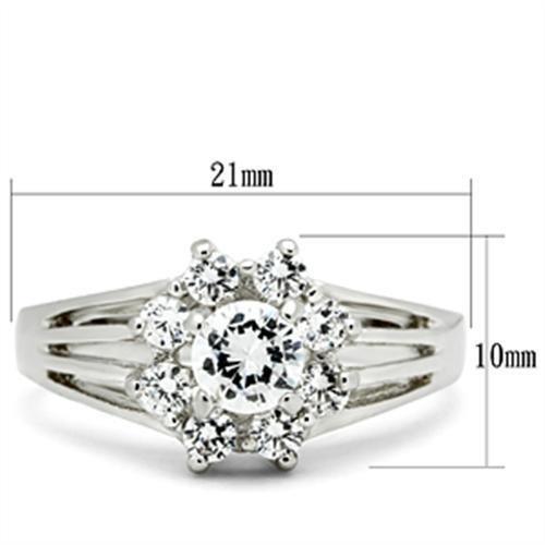 SS053 - Silver 925 Sterling Silver Ring with AAA Grade CZ  in Clear - Joyeria Lady