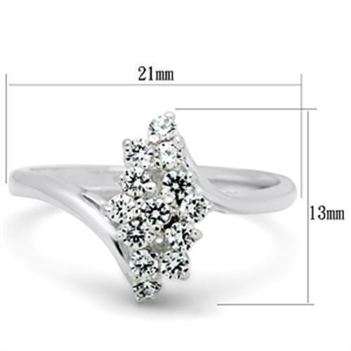 SS054 - Silver 925 Sterling Silver Ring with AAA Grade CZ  in Clear - Joyeria Lady