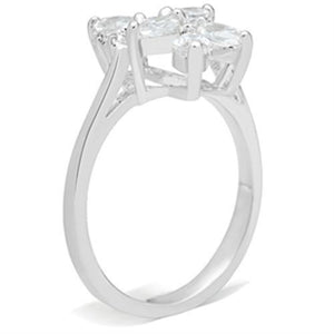 SS055 - Silver 925 Sterling Silver Ring with AAA Grade CZ  in Clear