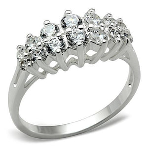 SS056 - Silver 925 Sterling Silver Ring with AAA Grade CZ  in Clear - Joyeria Lady