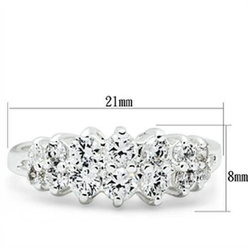 SS056 - Silver 925 Sterling Silver Ring with AAA Grade CZ  in Clear - Joyeria Lady