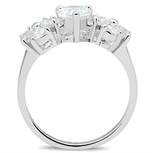 SS057 - Silver 925 Sterling Silver Ring with AAA Grade CZ  in Clear