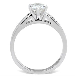 SS058 - Silver 925 Sterling Silver Ring with AAA Grade CZ  in Clear
