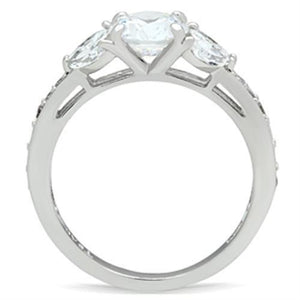 SS059 - Silver 925 Sterling Silver Ring with AAA Grade CZ  in Clear