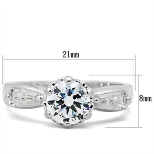 SS060 - Silver 925 Sterling Silver Ring with AAA Grade CZ  in Clear - Joyeria Lady