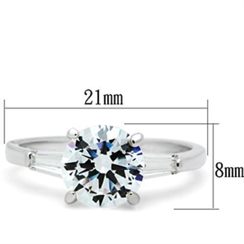 SS061 - Silver 925 Sterling Silver Ring with AAA Grade CZ  in Clear - Joyeria Lady