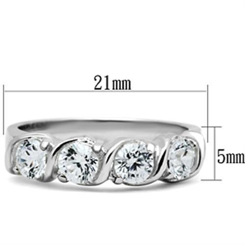 SS063 - Silver 925 Sterling Silver Ring with AAA Grade CZ  in Clear - Joyeria Lady