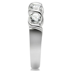 SS063 - Silver 925 Sterling Silver Ring with AAA Grade CZ  in Clear