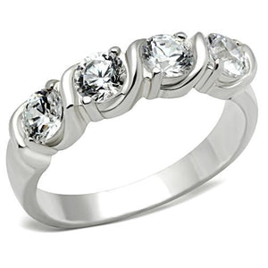 SS063 - Silver 925 Sterling Silver Ring with AAA Grade CZ  in Clear - Joyeria Lady