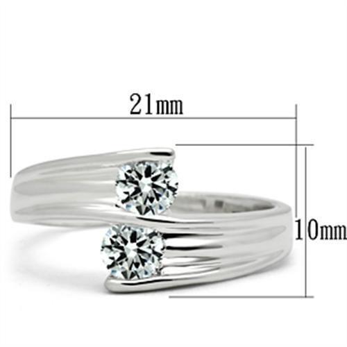 SS064 - Silver 925 Sterling Silver Ring with AAA Grade CZ  in Clear - Joyeria Lady