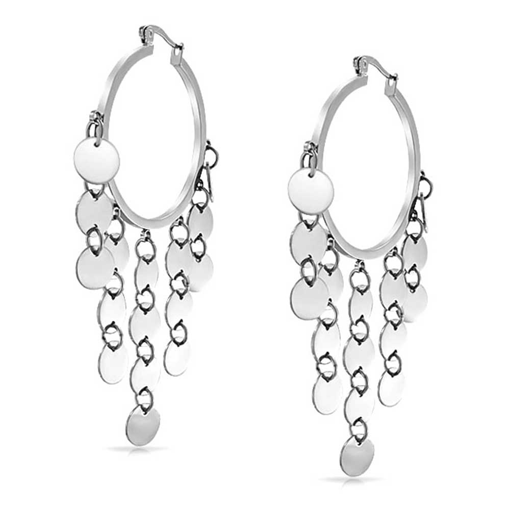 Sequin Coin Dangle Chandelier Hoop Chandelier Earrings Stainless Steel