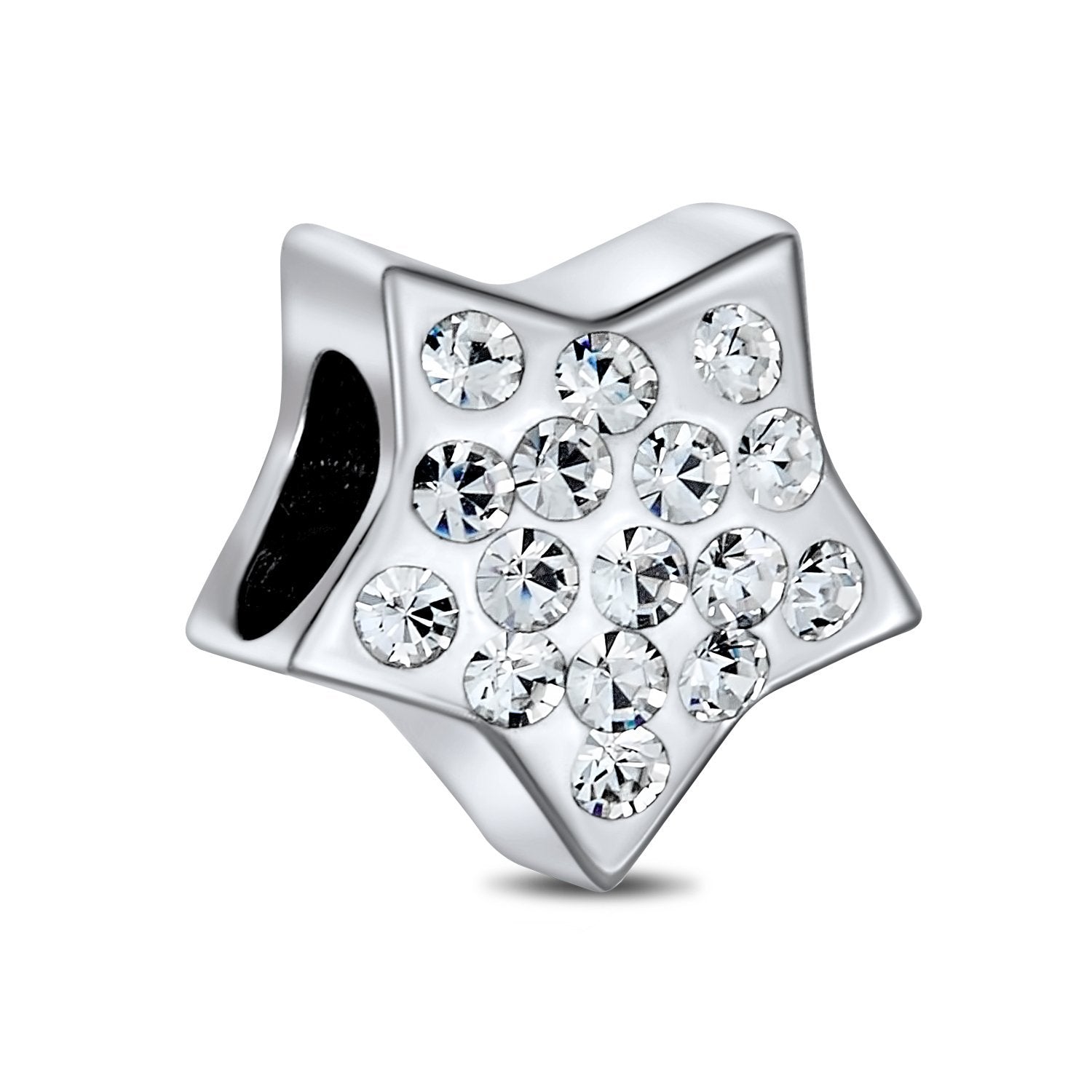 Patriotic Rock Star Celestial Crystal Charm Bead 925 Sterling Silver - Joyeria Lady