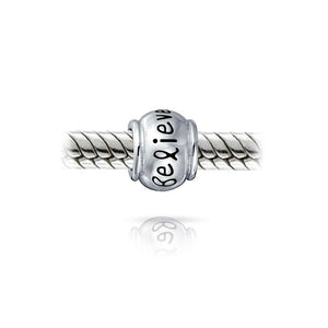 Inspirational Message Barrel Charm Bead 925 Sterling Silver