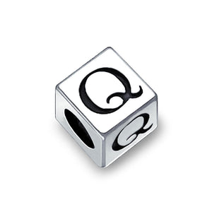Alphabet Square Block Letter Bead Charm 925 Sterling Silver