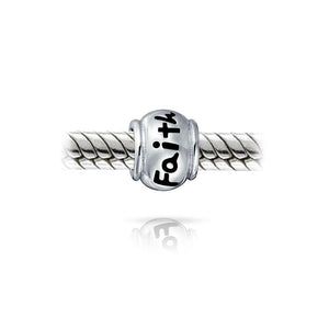 Inspirational Message Barrel Charm Bead 925 Sterling Silver