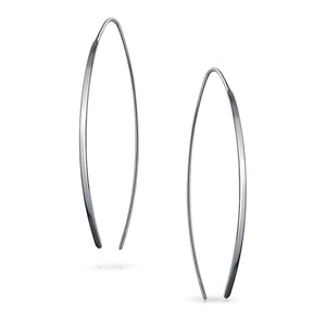 Modern Long Oval Linear Threader Earrings 925 Sterling Silver
