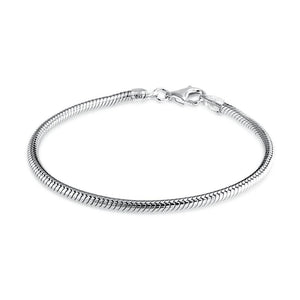 Snake Chain Starter Charm European Beads Bracelet Sterling Silver