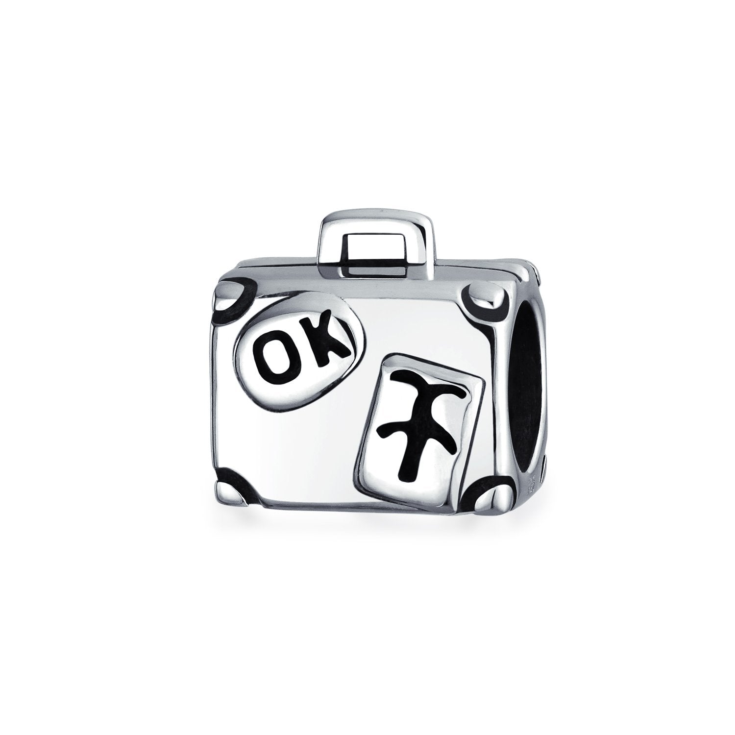 Luggage Travel Suitcase Vacation Charm Bead 925 Sterling Silver - Joyeria Lady