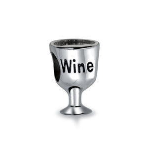 Sommelier Wine Glass Drink Goblet Food Bead Charm Sterling Silver - Joyeria Lady