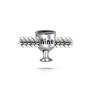 Sommelier Wine Glass Drink Goblet Food Bead Charm Sterling Silver