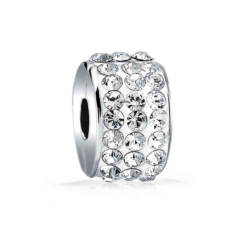 Round Crystal Spacer Stopper Clasp Charm Bead 925 Sterling Silver - Joyeria Lady