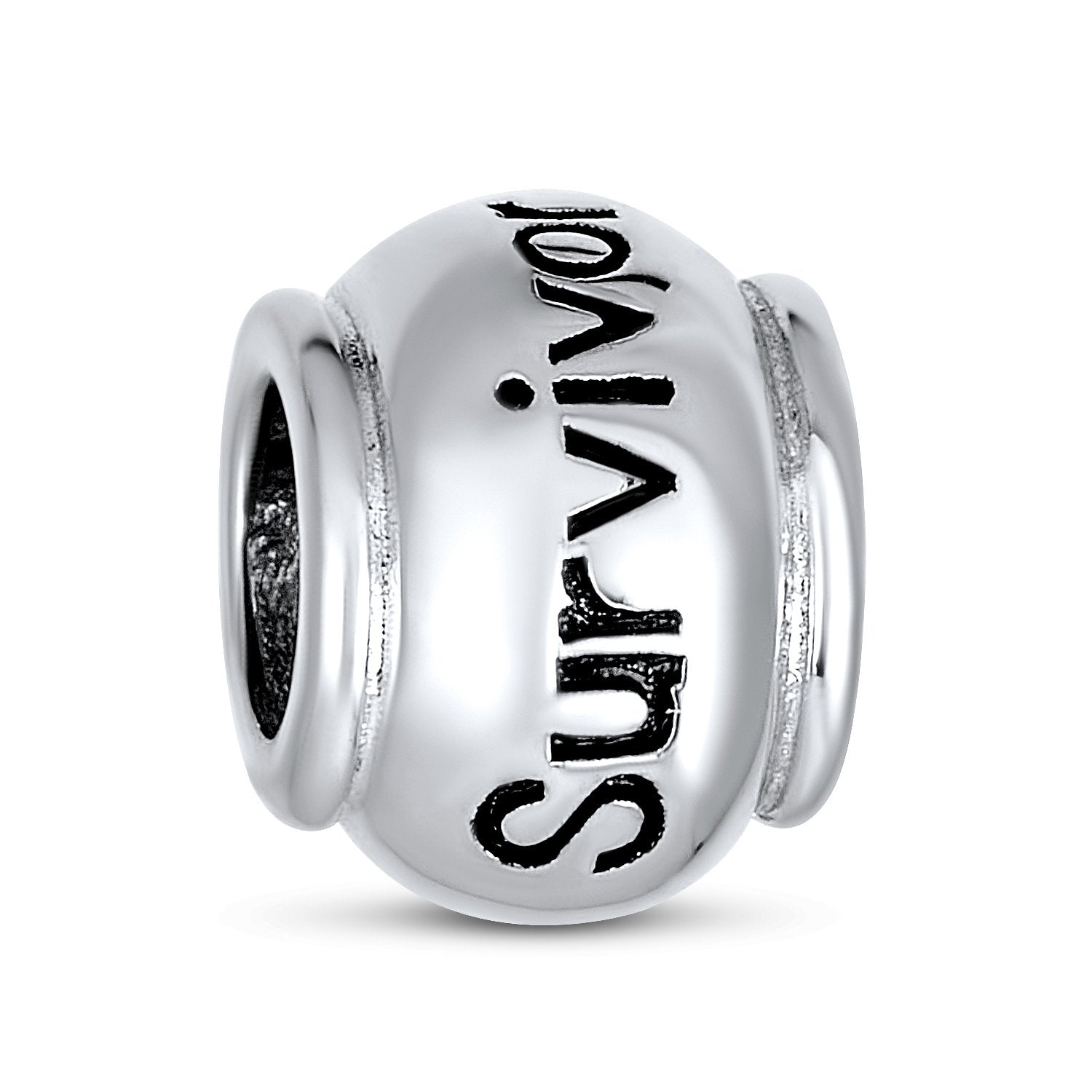 Inspirational Message Barrel Charm Bead 925 Sterling Silver - Joyeria Lady