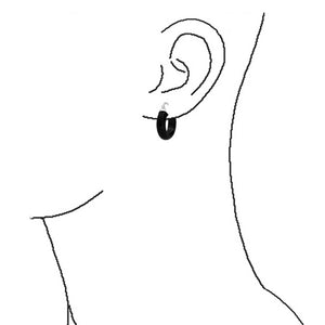 Black Onyx Tube Small Hoop Earrings 925 Sterling Silver 75 Inch Dia