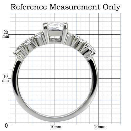 TK002 - High polished (no plating) Stainless Steel Ring with AAA Grade CZ  in Clear - Joyeria Lady