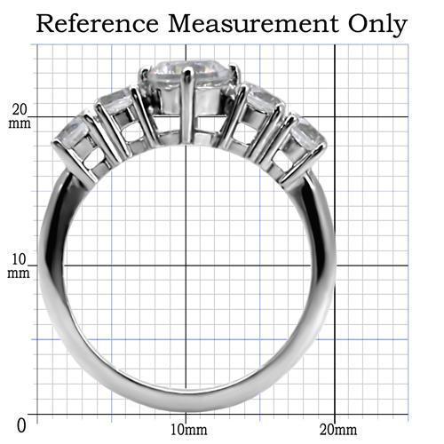TK003 - High polished (no plating) Stainless Steel Ring with AAA Grade CZ  in Clear - Joyeria Lady