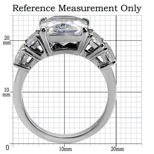 TK007 - High polished (no plating) Stainless Steel Ring with AAA Grade CZ  in Clear - Joyeria Lady