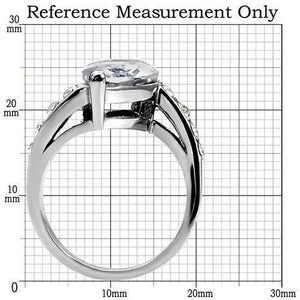 TK008 - High polished (no plating) Stainless Steel Ring with AAA Grade CZ  in Clear