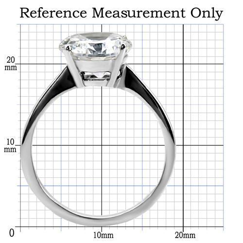 TK013 - High polished (no plating) Stainless Steel Ring with AAA Grade CZ  in Clear - Joyeria Lady