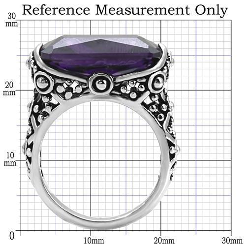 TK015 - High polished (no plating) Stainless Steel Ring with AAA Grade CZ  in Amethyst - Joyeria Lady