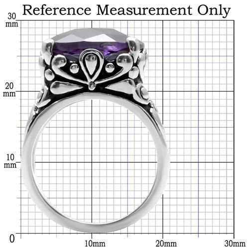 TK016 - High polished (no plating) Stainless Steel Ring with AAA Grade CZ  in Amethyst - Joyeria Lady