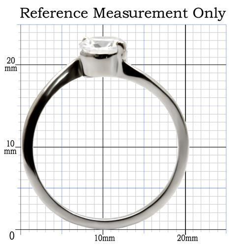 TK023 - High polished (no plating) Stainless Steel Ring with AAA Grade CZ  in Clear - Joyeria Lady